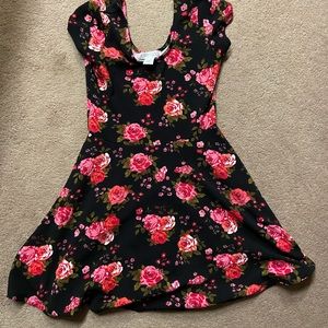 Beautiful Black and Pink Fit and Flare Mini Dress